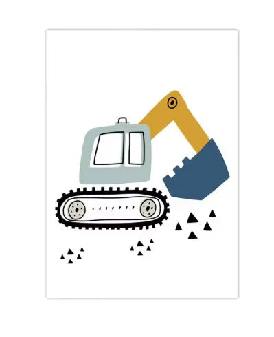 Excavator canvas art poster frameless Nordic style wall decoration in 10x15cm size