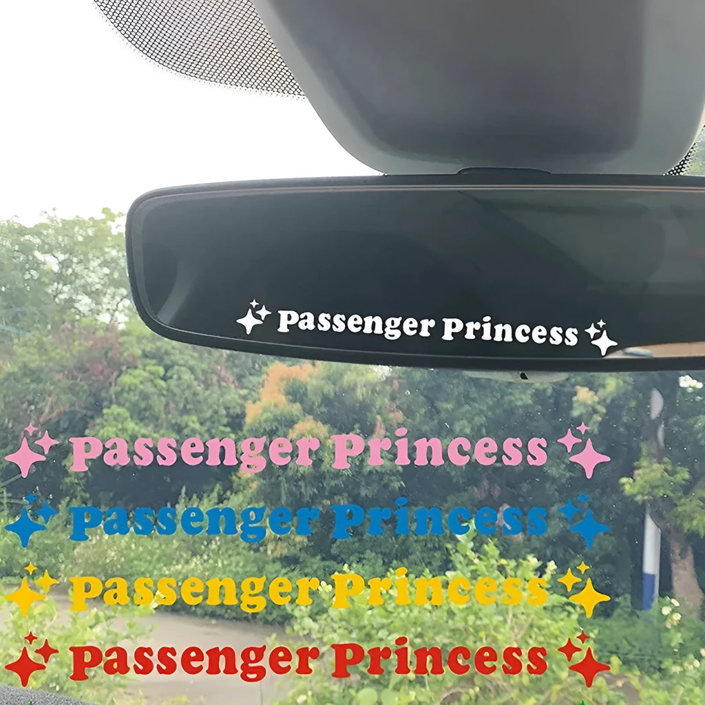 Passenger princess rearview mirror decorative sticker in circle design with 12.5 cm diameter