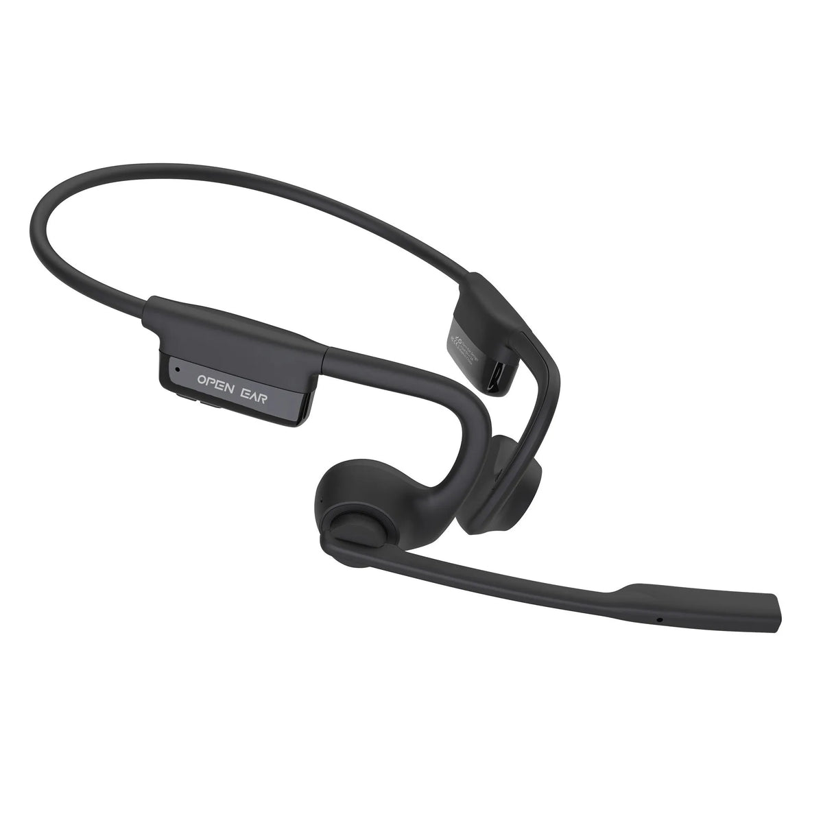 AS24 Black wireless open ear bone conduction headset with ear hook design and ENC noise reduction