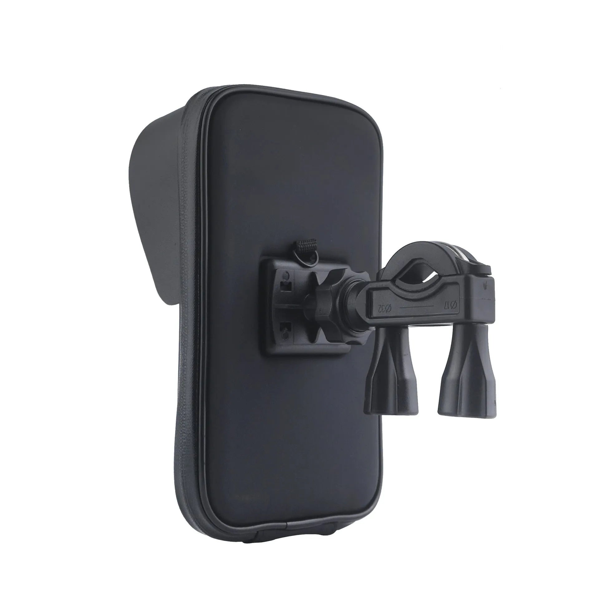 XL waterproof cycling phone bag mounted on bicycle handlebars with sun visor extended