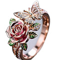 Adjustable fairy style ring with oil drip colour effect and butterfly charm