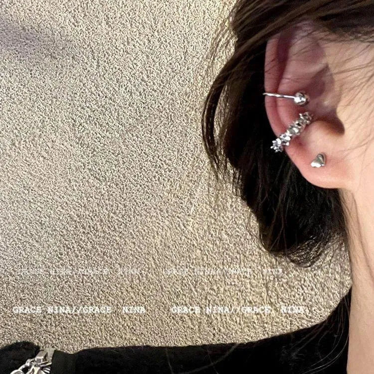 Alloy geometric ear clip earrings with irregular shape and frosty metallic finish