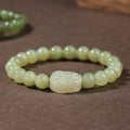 Grey Hetian jade ethnic bracelet with polished beads in 6mm, 8mm, and 10mm size options