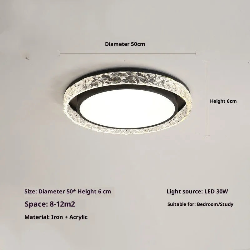 Nordic iron and acrylic ceiling lamp 50cm diameter with three-colour dimming, shown in white finish