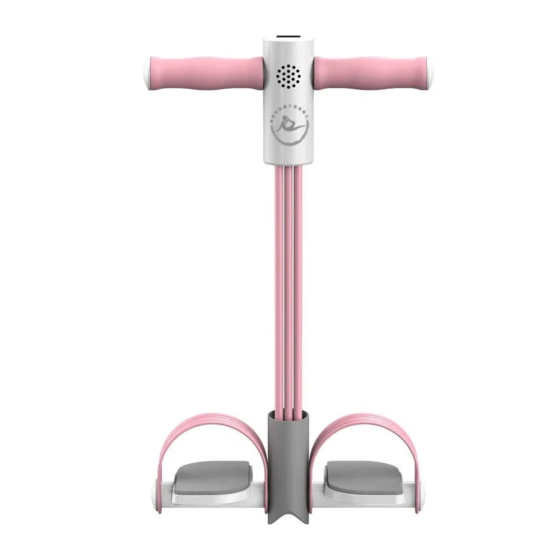 Portable foot pedal pull device for abdominal training in ABS plastic with tube resistance options