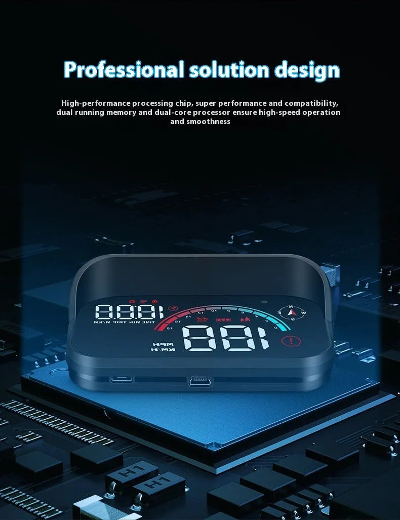 M22 GPS HUD head-up display with 3.5in HD LED screen and universal OBD cable for car dashboard