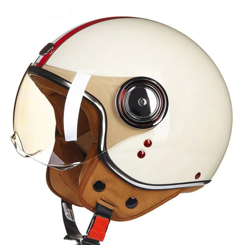 Retro battery car half helmet in bright colour options with lightweight ABS construction