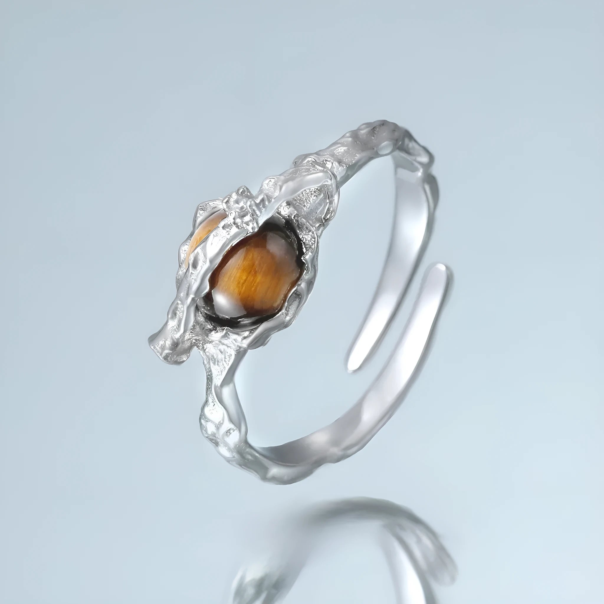 Women's Saturn design adjustable open ring in white gold colour silver