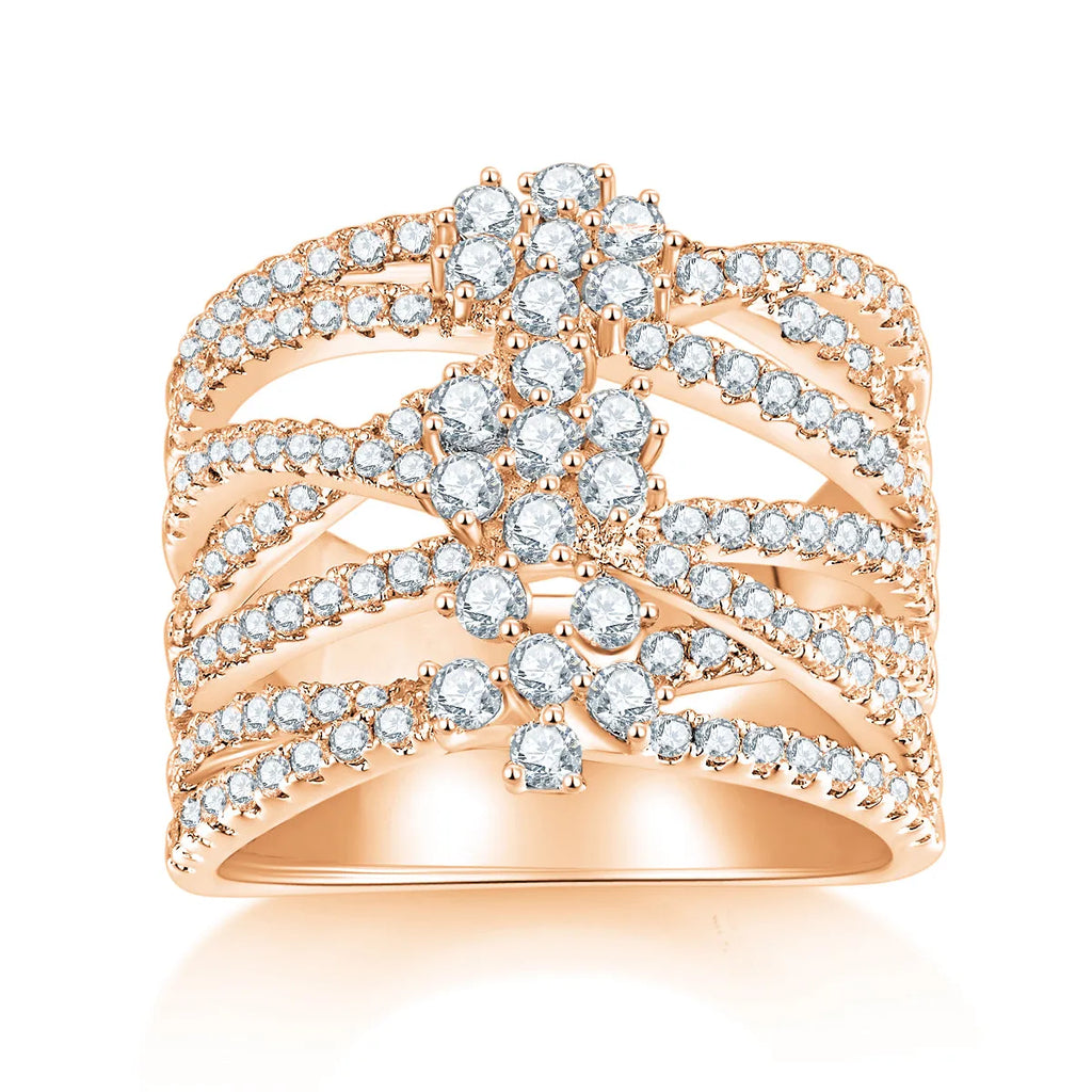 Moissanite wedding ring set in rose gold on S925 silver with platinum plating, gift box, and GRA certificate