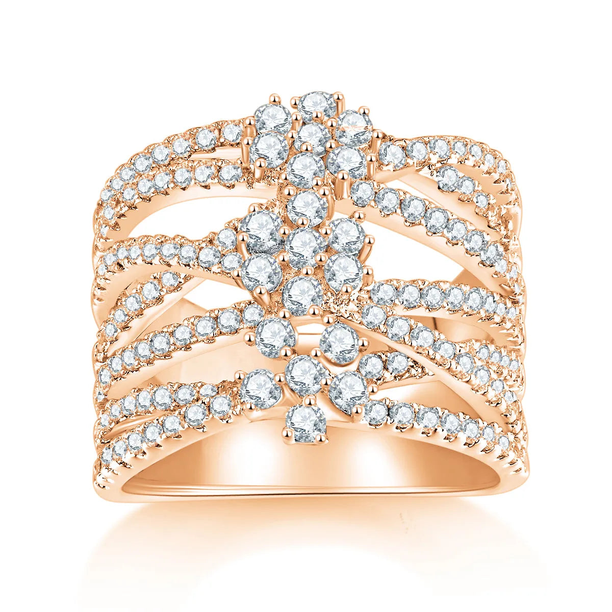 Moissanite wedding ring set in rose gold on S925 silver with platinum plating, gift box, and GRA certificate