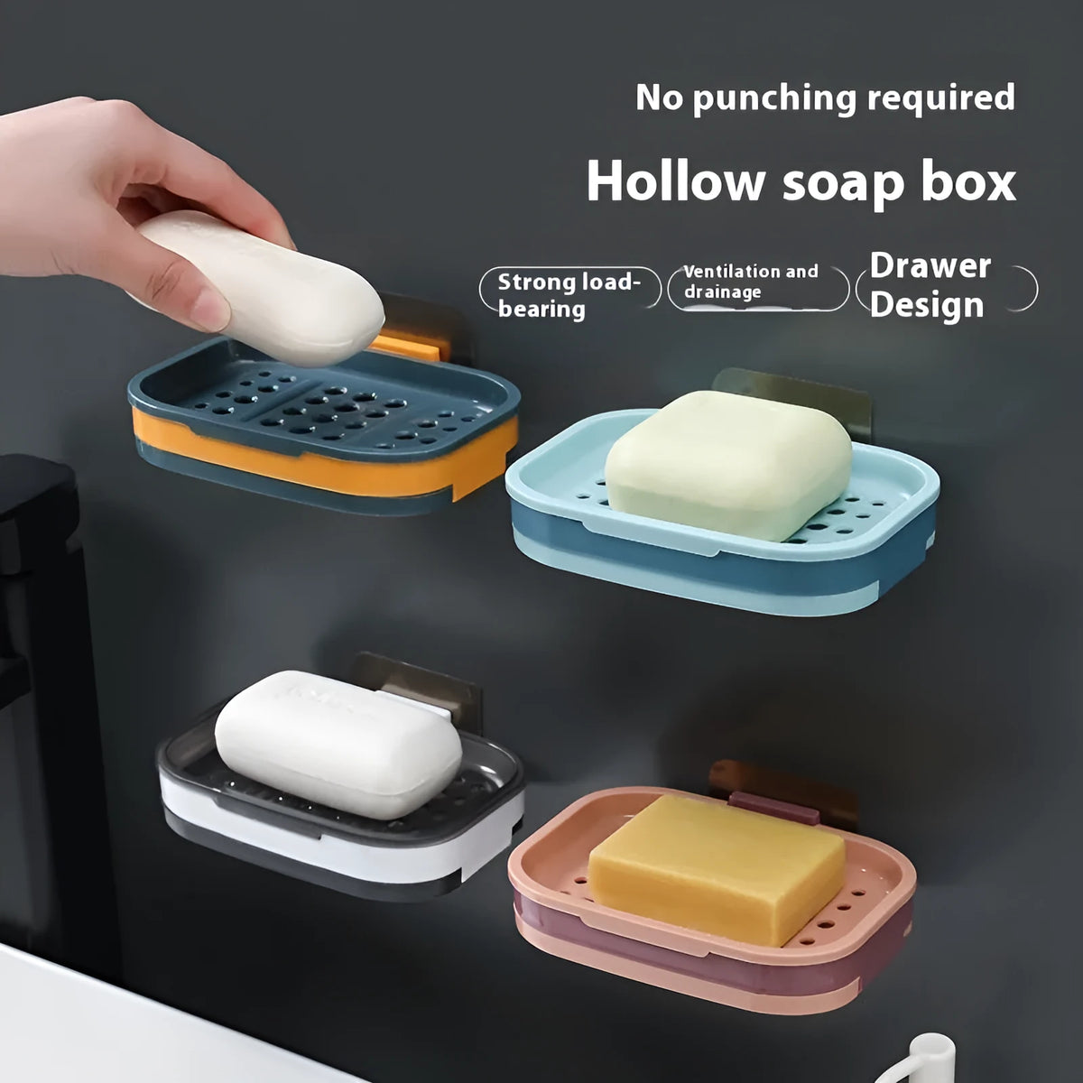 Creative drainage grille bathroom soap rack double-layer PP plastic 13 x 8.5 cm dark green