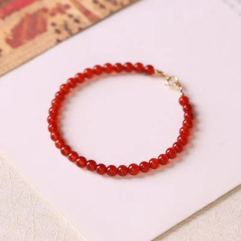 Ultra-thin red agate women's bracelet with classic style design