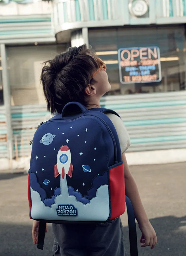 Children's spine care schoolbag small 20L polyester cartoon cute design in rainbow colour