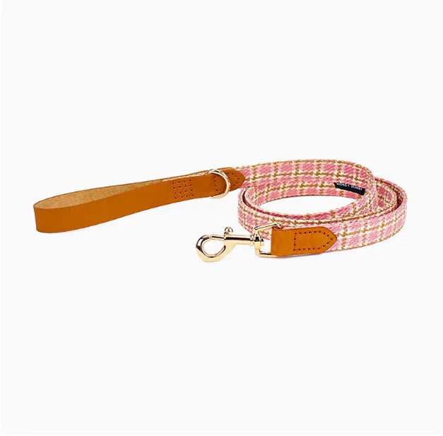 Pet tie ornament hand holding rope set for small dogs in green, red, and pink with matching collar