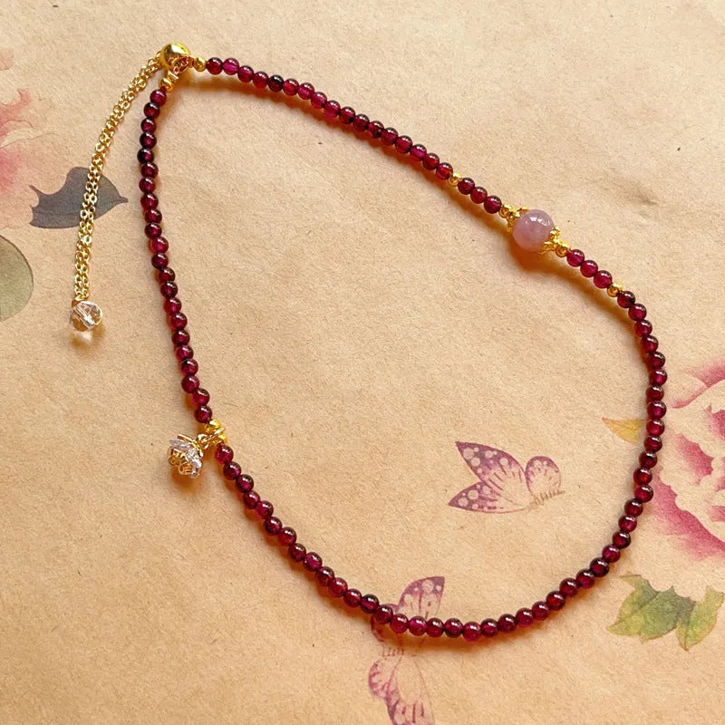 Natural garnet bracelet with double ring clasp in H311 garnet colour