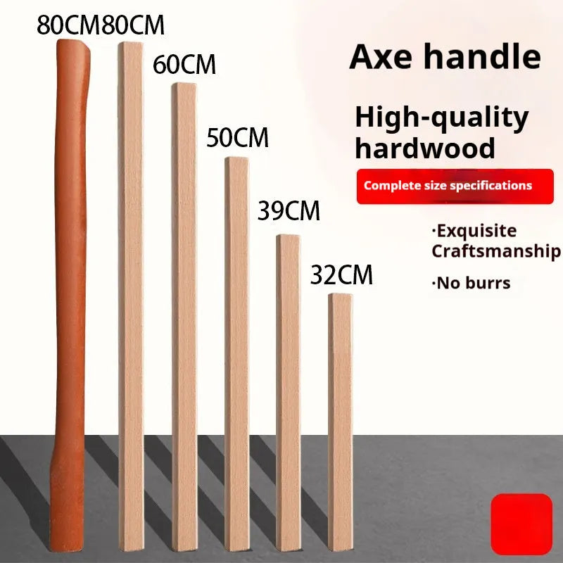 Locust wood axe handle replacement set showing multiple handle lengths for different tools