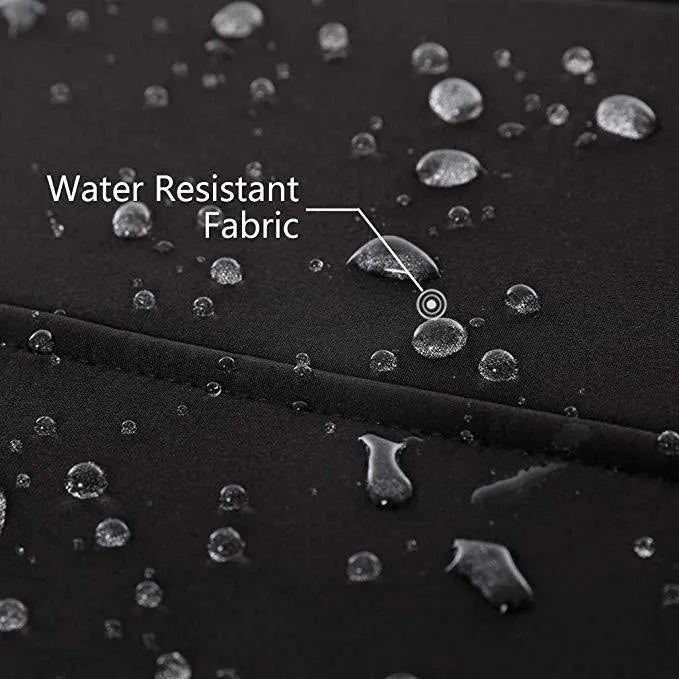 Men's black waterproof thermal coat with straight hem design and zipper pockets