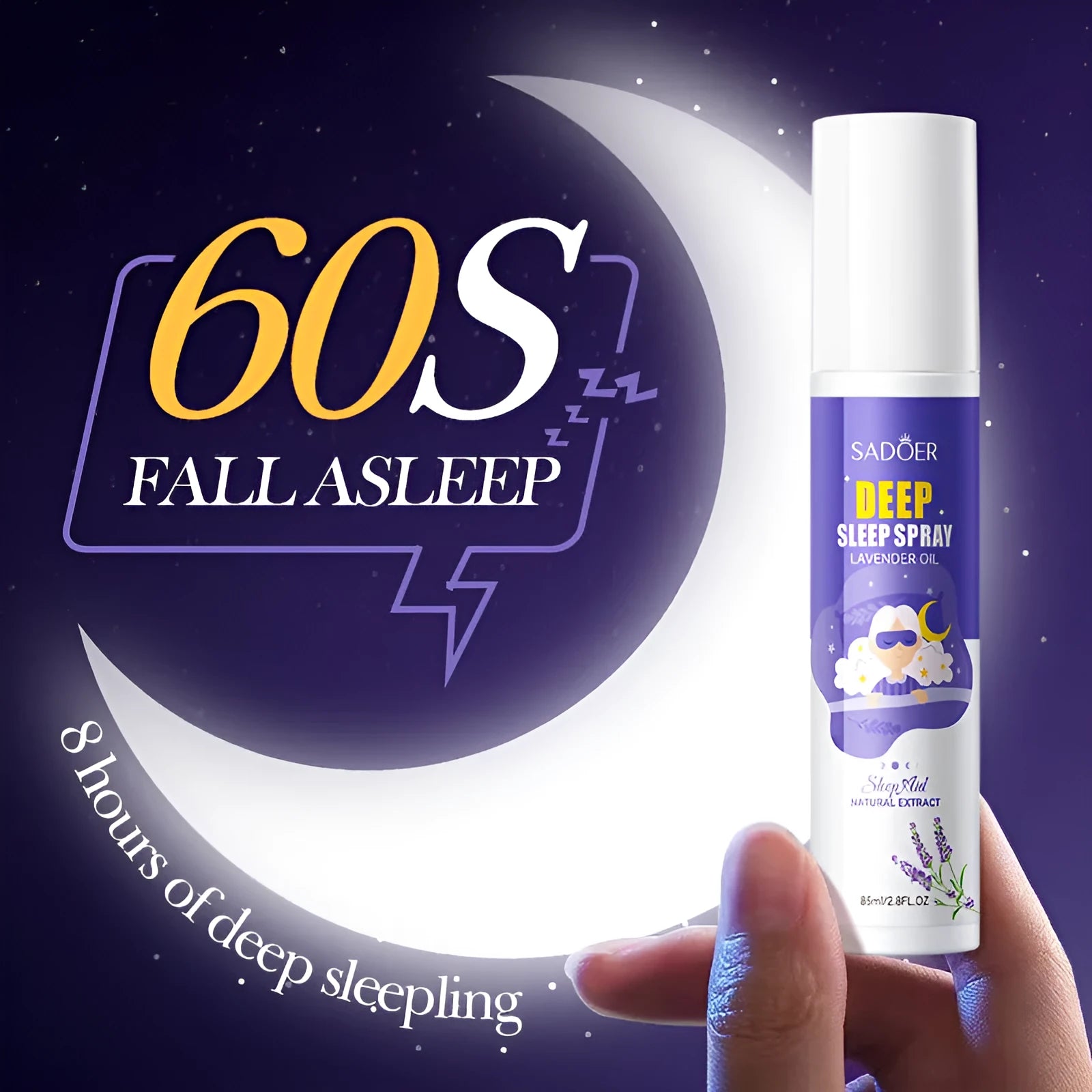 85ml fatigue relief sleep spray bottle with universal skin type compatibility