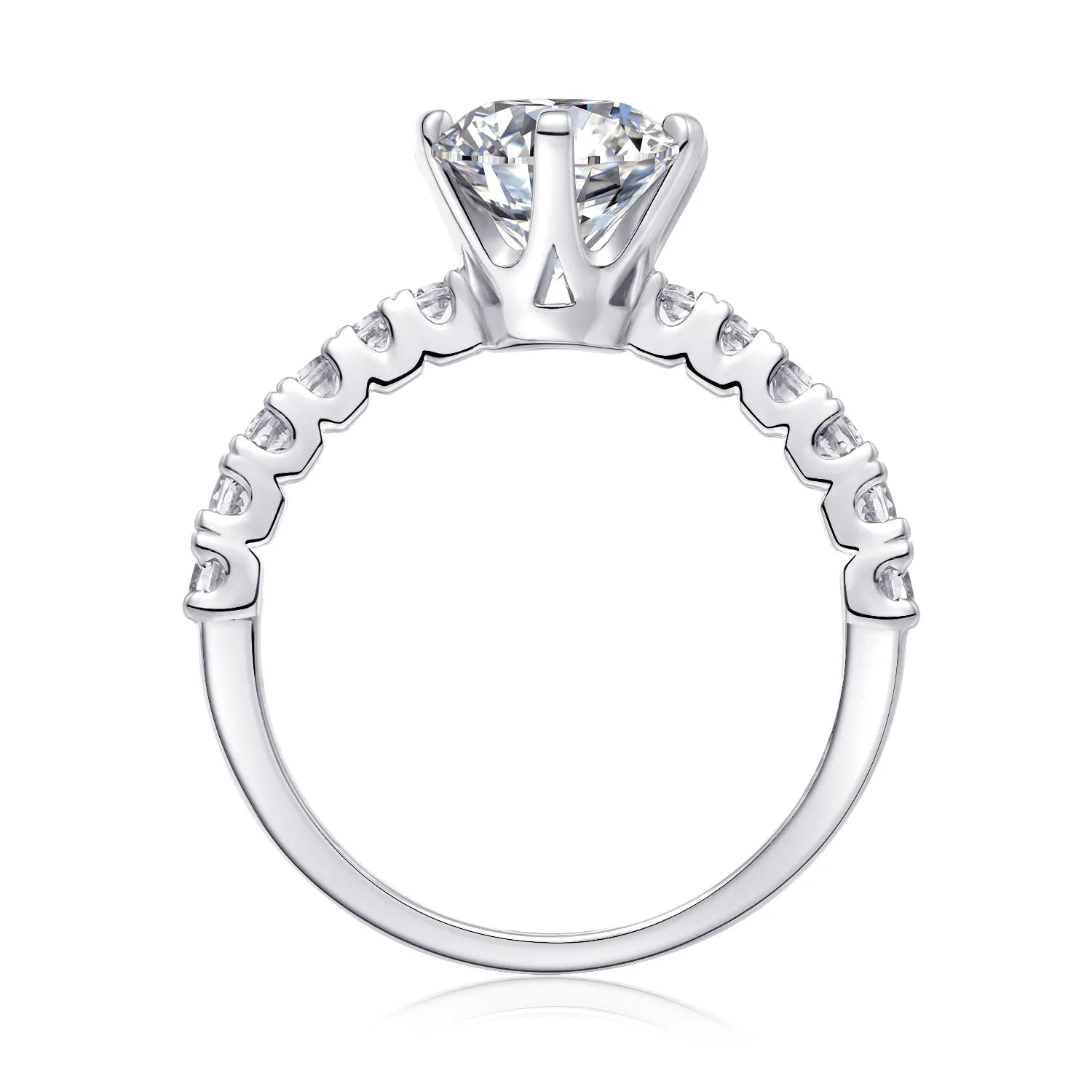 Goddess's Blessing wedding ring set with 2-carat moissanite stone in platinum-plated S925 silver band, gift box packaging