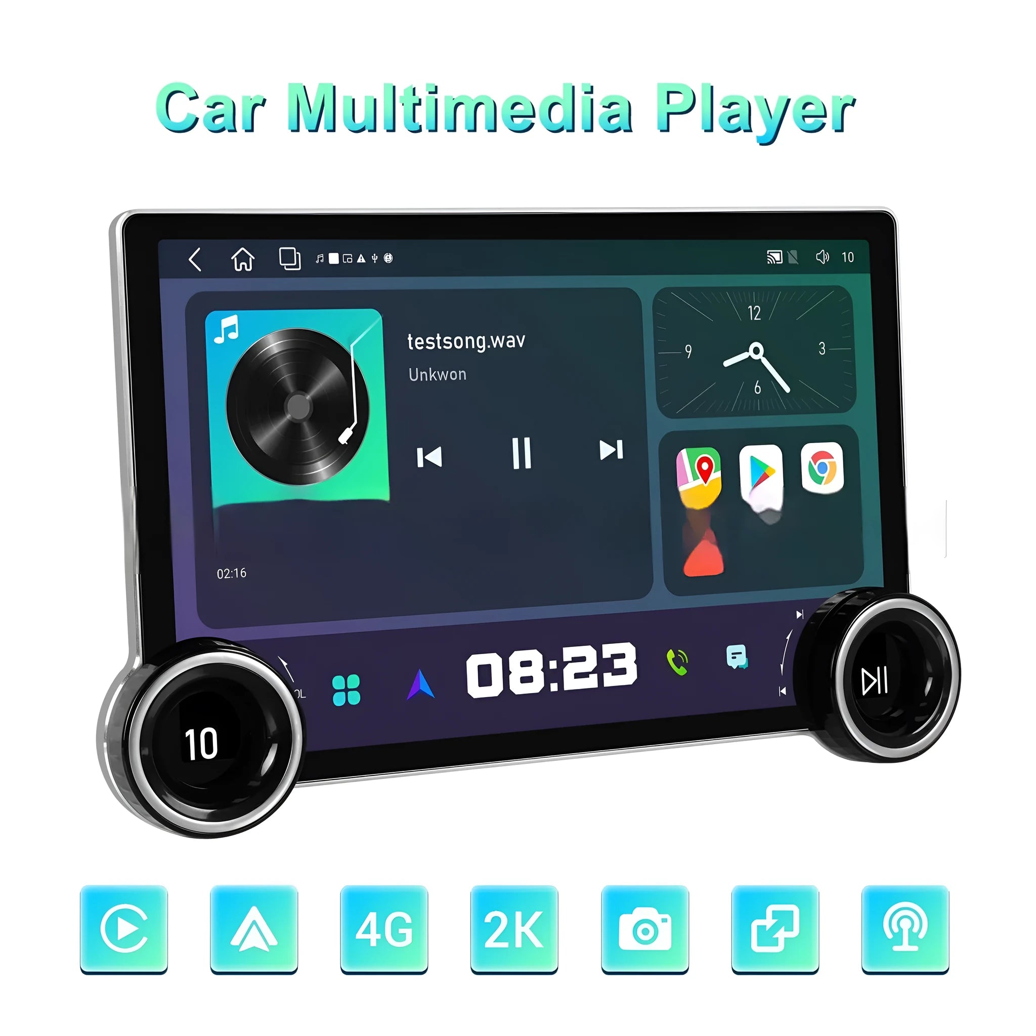 11.8-inch double knob Android car multimedia player with QLED screen and wireless CarPlay
