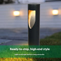 Black geometric solar garden light with stainless steel construction for outdoor decoration