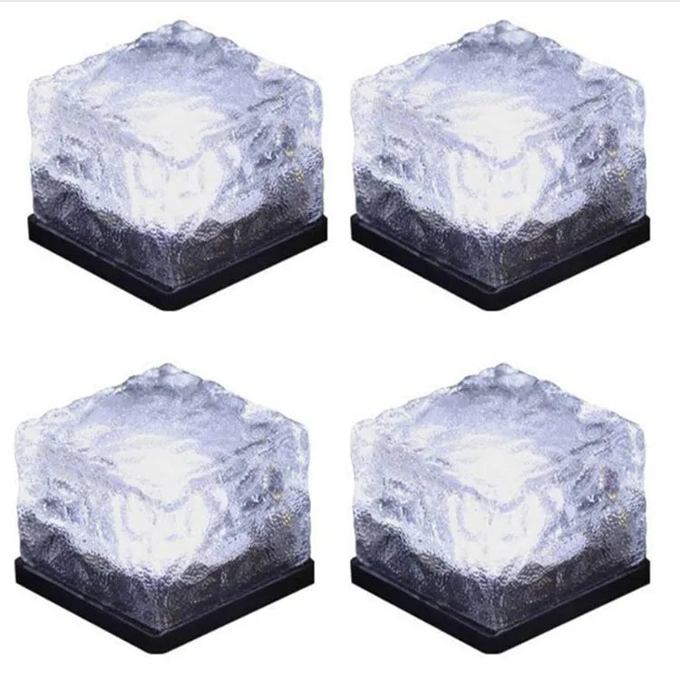 Solar LED floor tile light with acrylic top and polycrystalline panel for outdoor courtyard path lighting in two sizes
