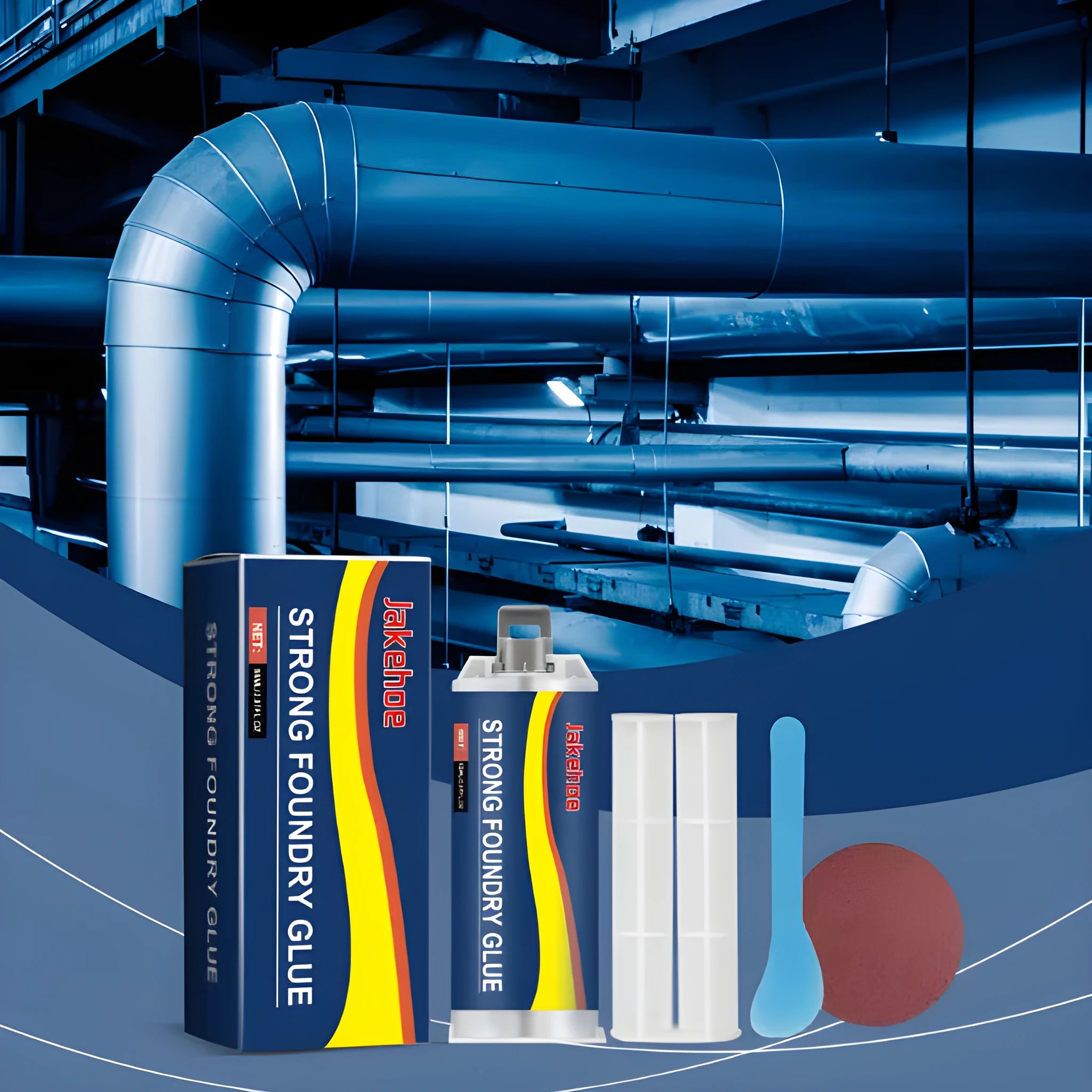 85ml metal epoxy adhesive kit with glue tubes, push rod, scraper and sandpaper for metal repairs