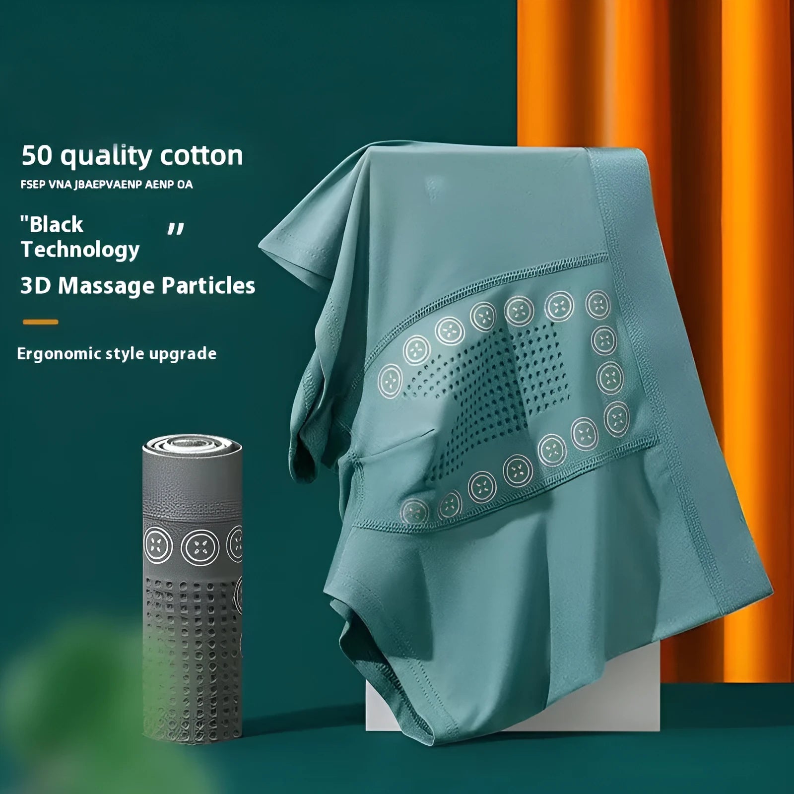 Men's massaging particle underwear in mid-waist design with breathable milk silk fabric