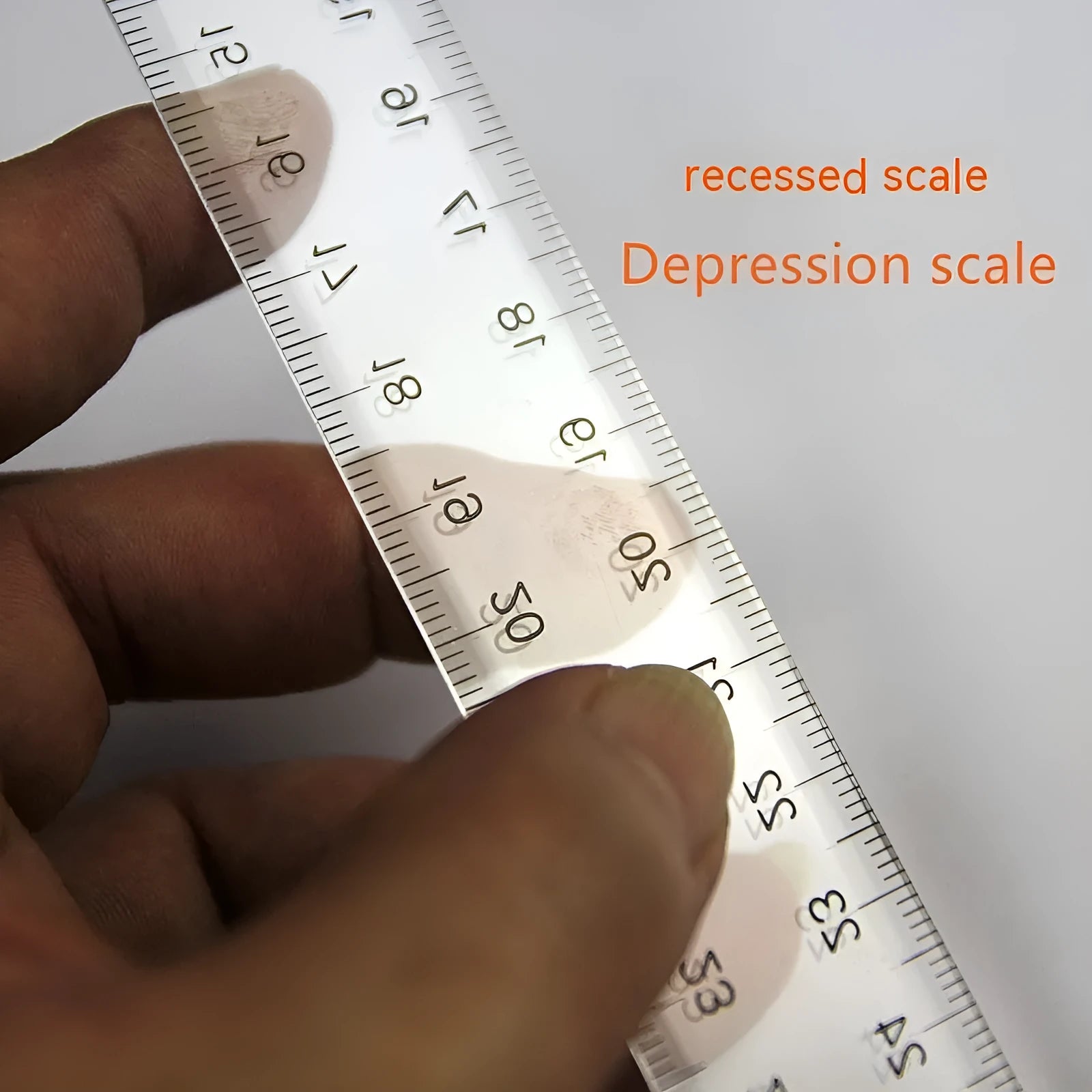 T-shaped plastic ruler 30cm length in transparent or orange yellow with measurement scales
