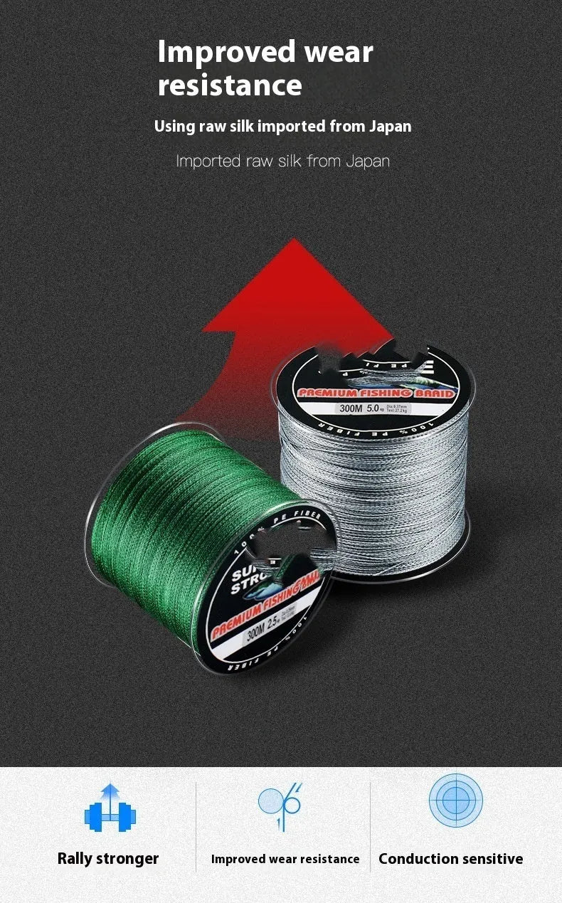 PE fishing line roll in various colours with line number selection from 0.4 to 3.5