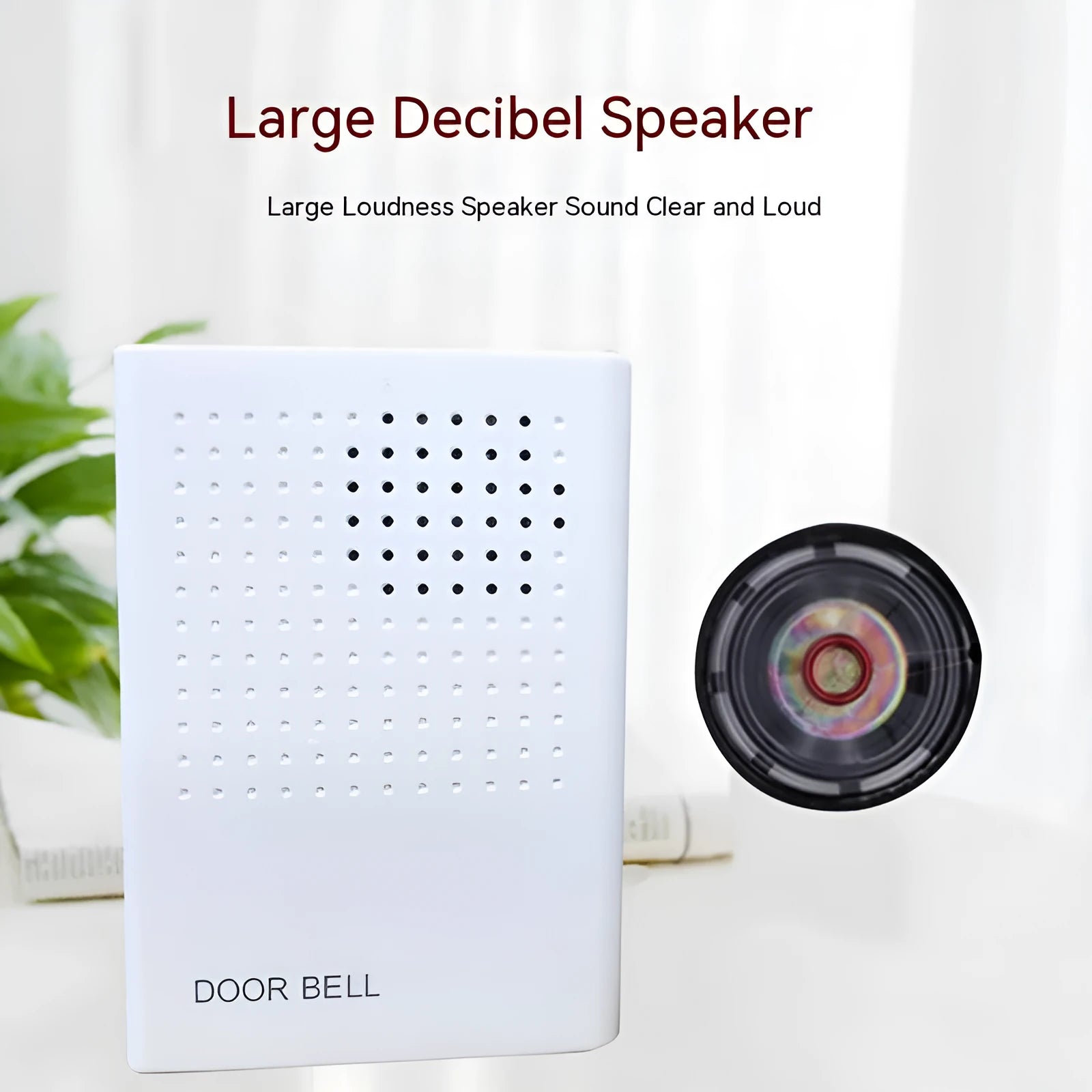 White wired doorbell 87x62x23mm mounted on door frame with dingdong chime for hotel or home use