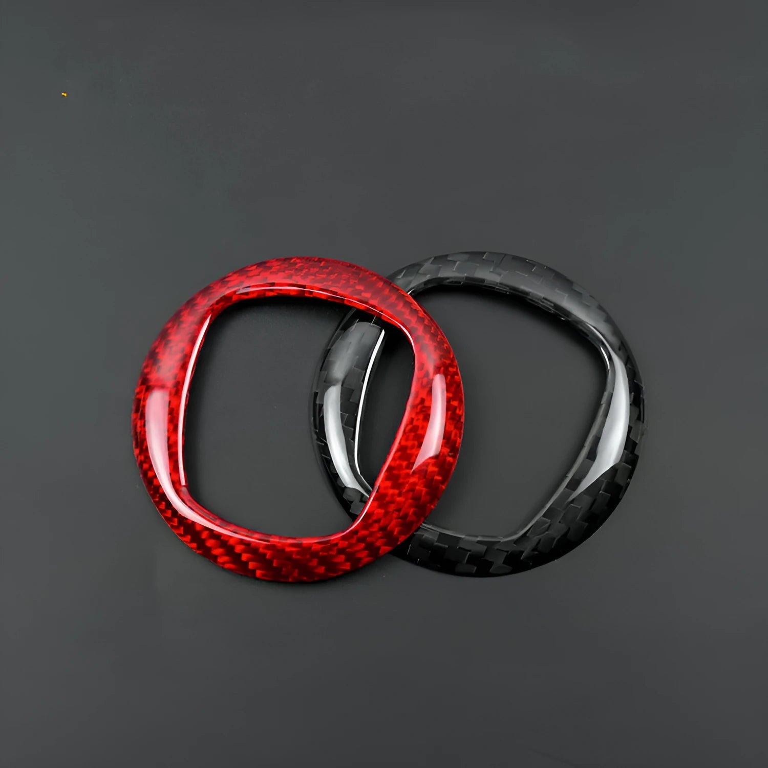 Real dry carbon carbon fibre steering wheel cover decorative sticker frame in black and red colour options