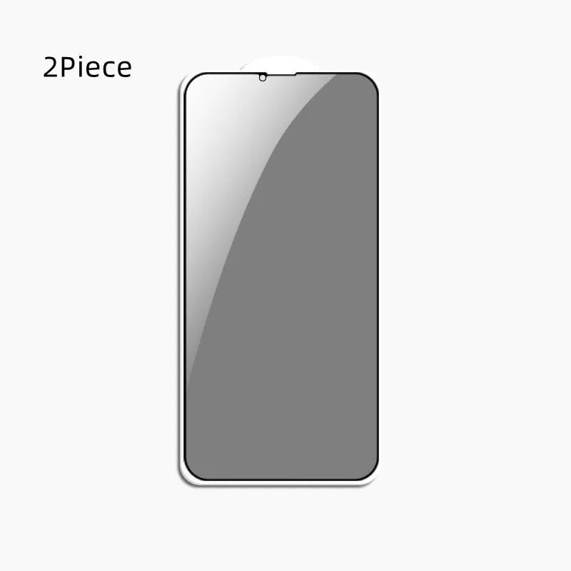 Black bare mold privacy tempered glass screen protector for iPhone, full-screen peep-proof film