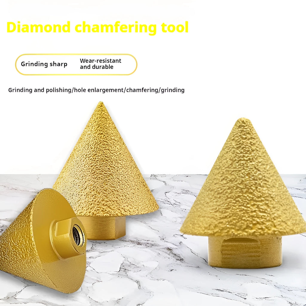 Brazing diamond chamfering machine for ceramic tile and marble, M10 or M14 thread, 38mm or 50mm head, 121g