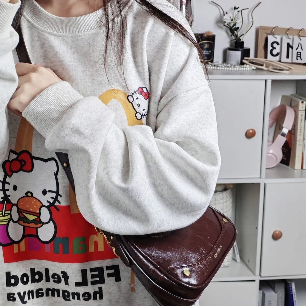 Wine red PU crescent underarm bag with chain strap and horizontal square shape for women's daily use