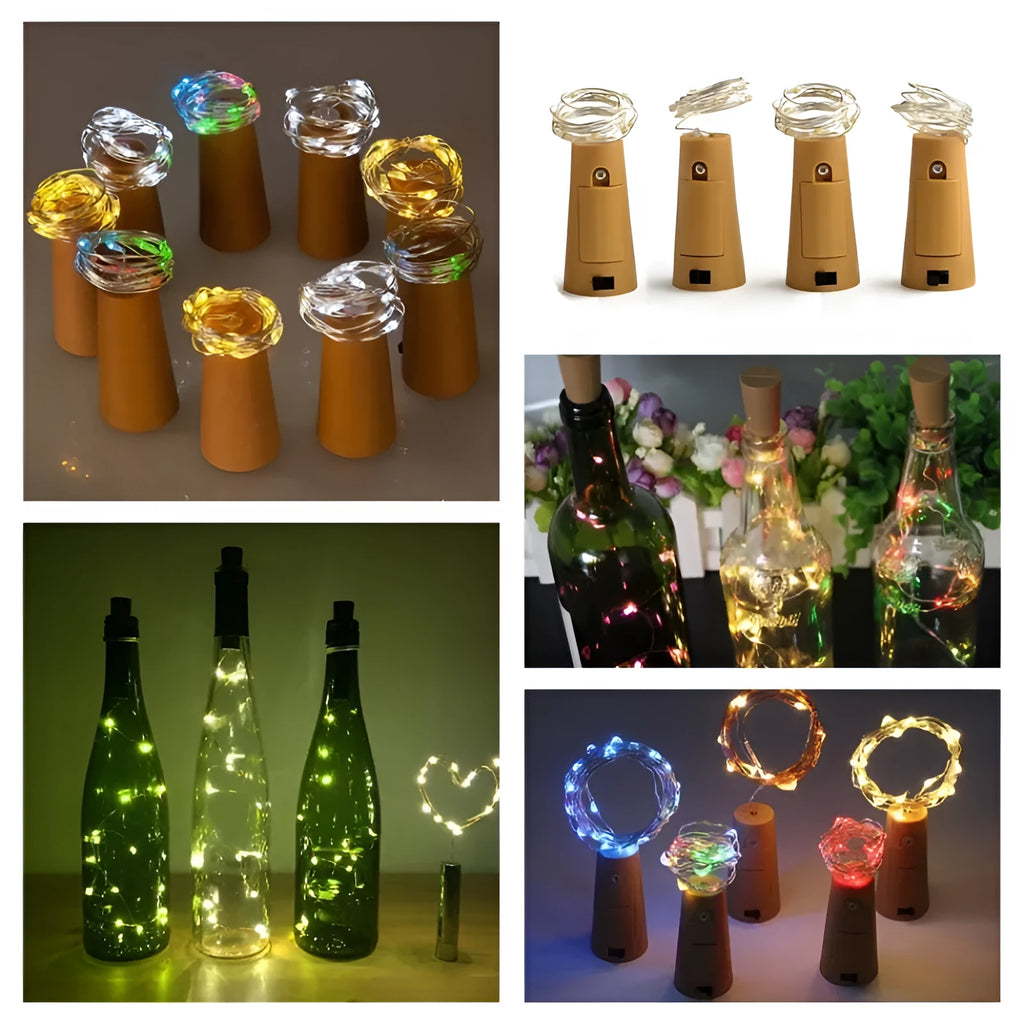 LED wine bottle lights with copper wire and 20 bulbs for decorative illumination