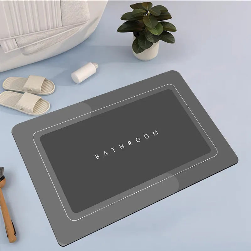 Modern simple diatom mud bathroom floor mat with non-slip rubber backing in Baikal blue colour.