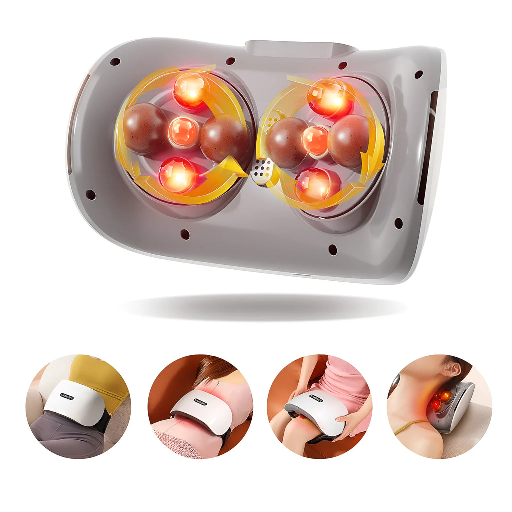 Smart Bian Stone Abdominal Massager with heat and light wave therapy, white finish, with auto kneading feature