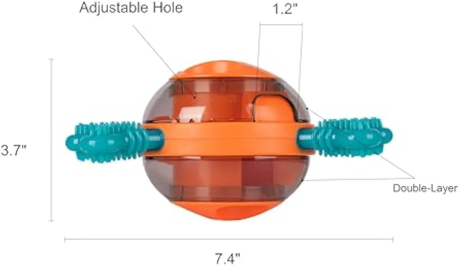 Blue rubber interactive dog chew toy and slow feed puzzle dispenser on a floor.