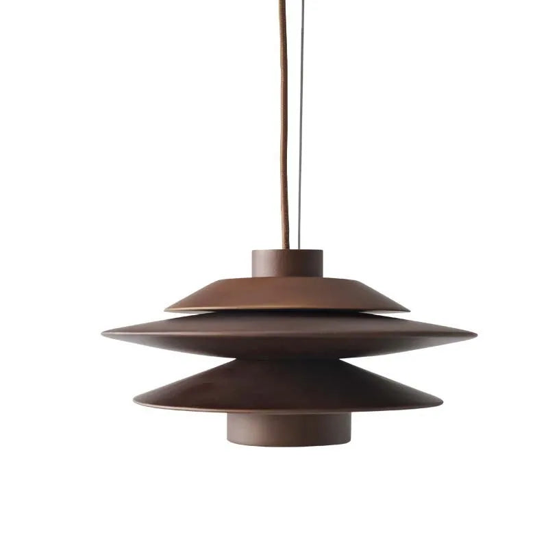 Nordic mid-ancient log style wood ceiling lamp in walnut colour for tea room dining hotel homestay