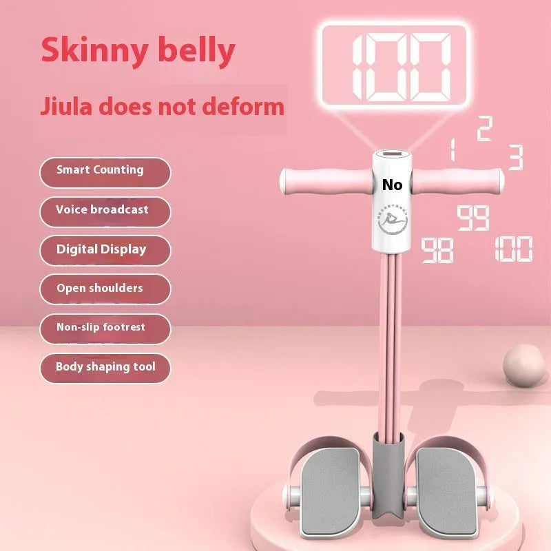Portable foot pedal pull device for abdominal training in ABS plastic with tube resistance options