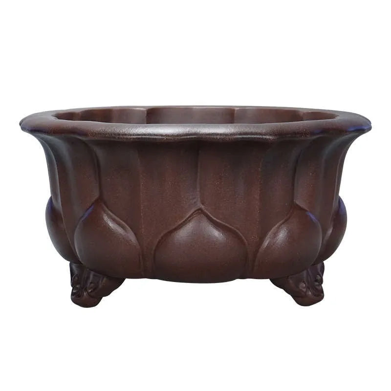 Square purple sand succulent bonsai pot in Chinese classical style, dimensions 37cm by 37cm.