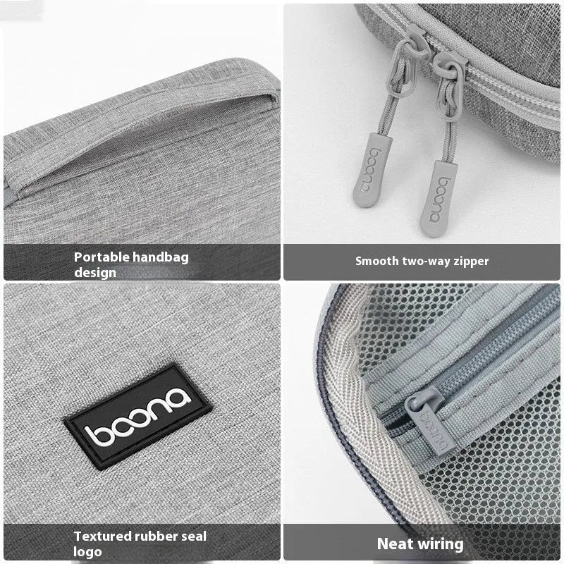 Gray EVA multifunctional digital storage bag for data cable headset charger with 3kg load capacity