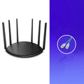 TP-Link TL-WDR7661 AC1900 gigabit wireless router in Gigabit Standard Edition colour on a desk.