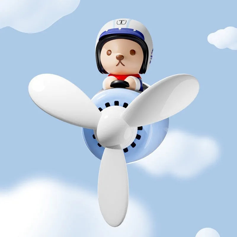 Blue plastic teddy bear car vent aromatherapy ornament with fragrance holder
