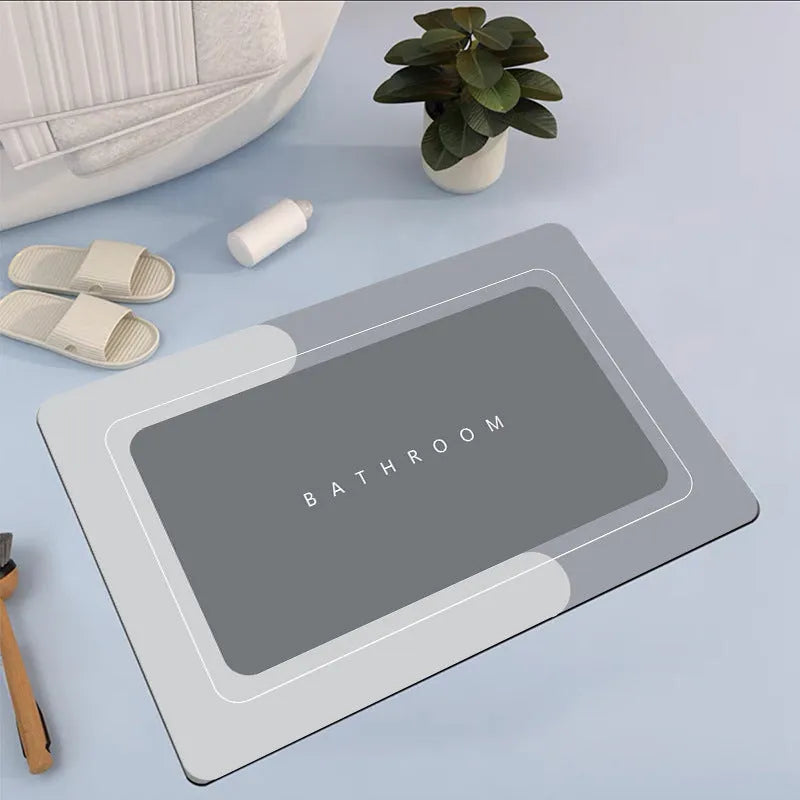 Modern simple diatom mud bathroom floor mat with non-slip rubber backing in Baikal blue colour.