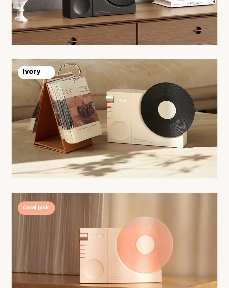 Mini Bluetooth portable speaker in Obsidian Black, Ivory White, Coral Pink or Plum Green colours with gift packaging