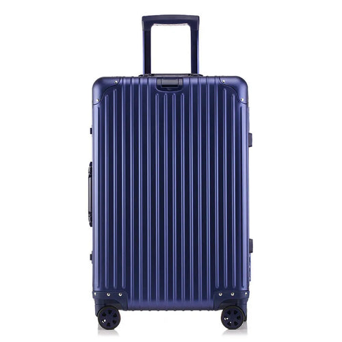 20 inch silver diamond frosted unisex suitcase trolley with ID pocket and pull handle