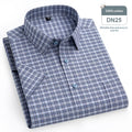 Men's pure cotton short-sleeved Oxford check shirt in plaid pattern, button-down front, general fit, available in multiple colours