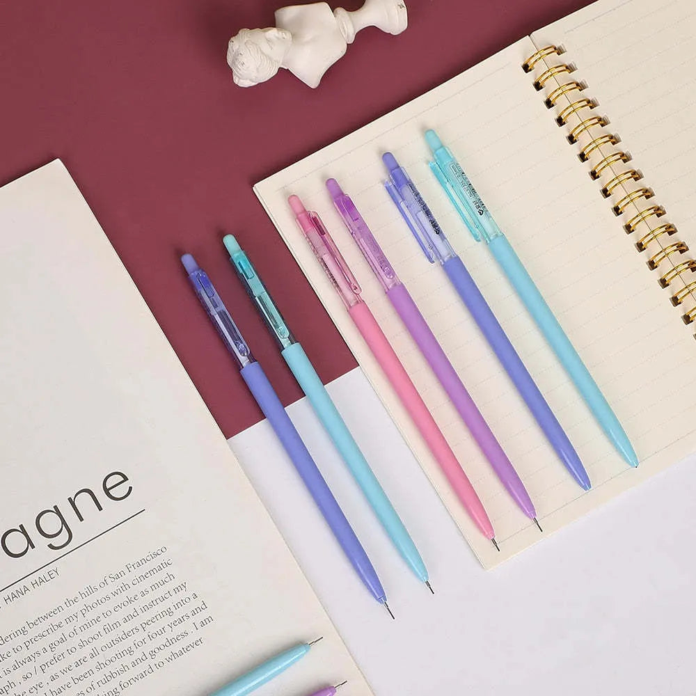 Macron Morandi mechanical pencil set, 8 plastic pencils, 0.5mm and 0.7mm lead, 153mm length, 4 colours